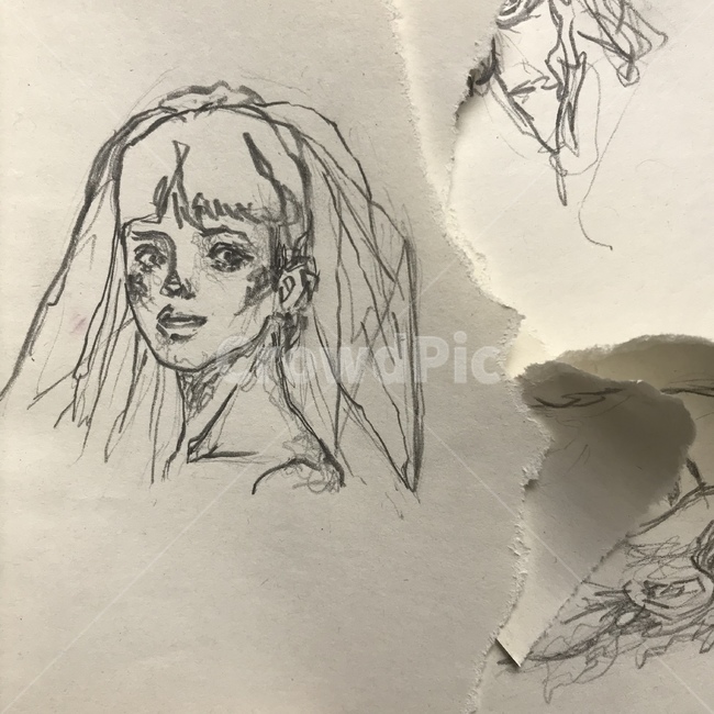 연필,신부,빈티지,종이,그림,미술,크로키