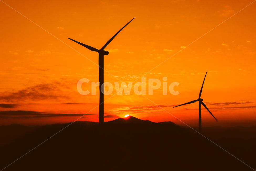 일출,여명,태양,풍경,일몰,sunrise,풍력,풍력발전,빛,자연,산,아침,landscape,nature,국내,실루엣,그림자,silhouette,shadow,산업,industry,industrial,에너지산업,energy industry