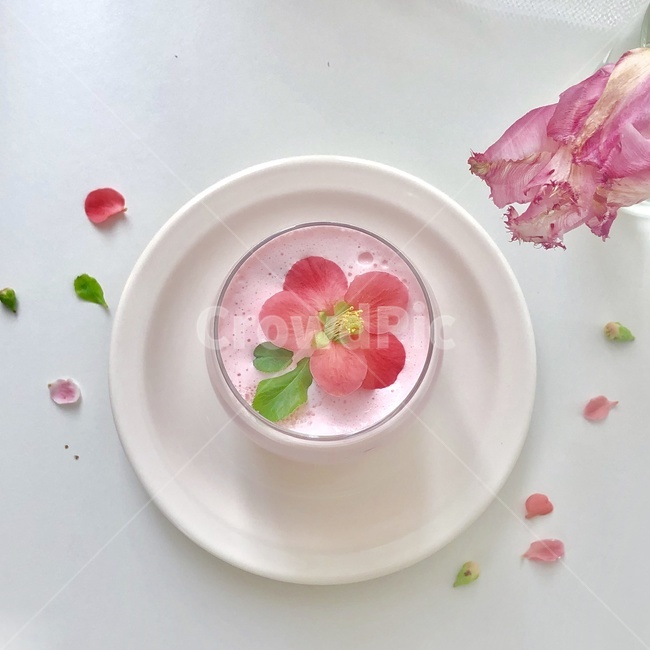 카페,디저트,벚꽃,봄,라떼,플레이팅,분홍색,핑크,음료수,drink,beverage