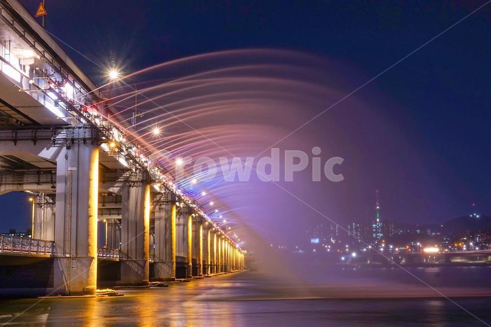 반포대교,한강공원,잠수교,분수,야경,한강,빛번짐,물,교각,야경,밤,풍경,nightscape,night,landscape