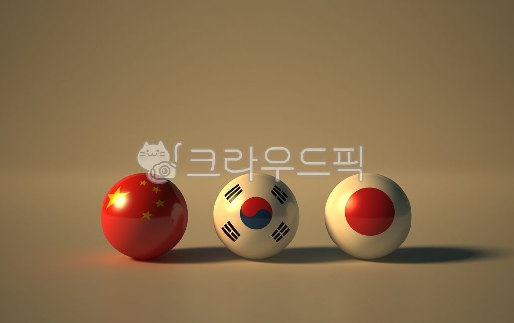 한국,중국,일본,태극기,국기,동북아시아,협상,회담,정상,무역,국제,회의,국방,공,풍선,볼,3d,렌더링,국가,국력,세계,협정,해상,영유권,역사,왜곡,공정,점령,방어,군사,미사일,장악,해역,공해,방공,해양,영토,방위,영공,수출,수입,관세,연합,아시아,한국인,중국인,일본인,경제,지위