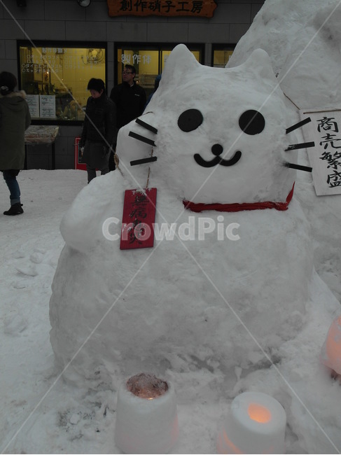 눈,눈사람,눈사람장식,고양이,동물눈사람