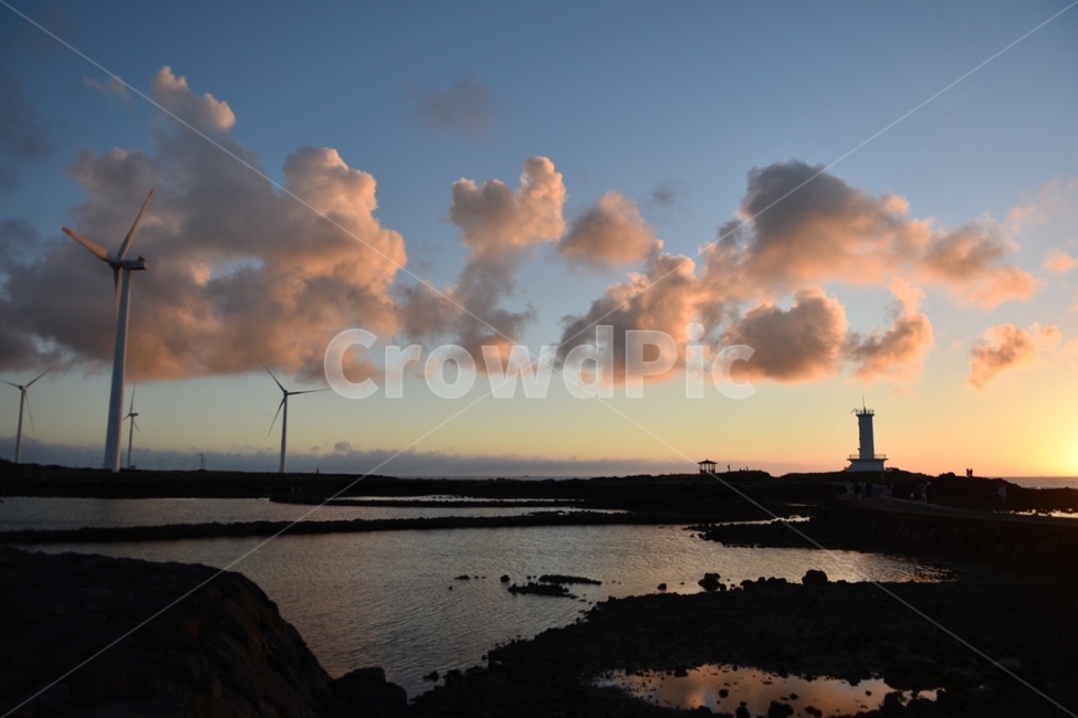 노을,일몰,풍력발전기,등대,바다,자연,풍경,nature,landscape,에너지산업,energy industry