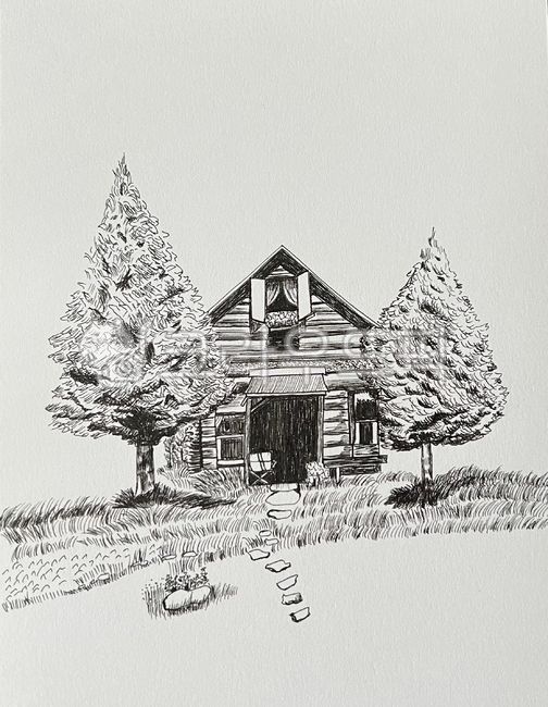 그림,일러스트,펜그림,펜드로잉,손그림,풍경,집