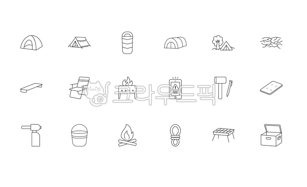 캠핑용품,캠핑,아이콘,픽토그램,여가생활,텐트,의자,침낭,야외활동,화로대,캠핑체어,로프,도구세트,캠핑일러스트