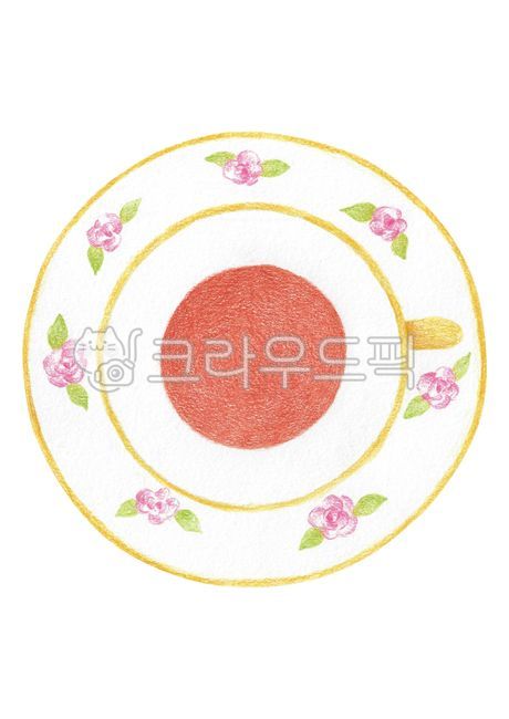 Illustration,Color Pencil,Picture,Drawing,Color Pencil Drawing,Food,Food,Dessert,Tea,Black Tea,Antique,Vintage,Teacup