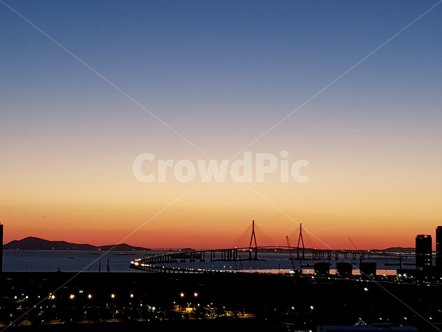 노을,일몰,저녁,인천대교,송도,다리,저녁하늘,야경,밤,풍경,nightscape,night,landscape,도시,city,nature,자연,outdoors,옥외