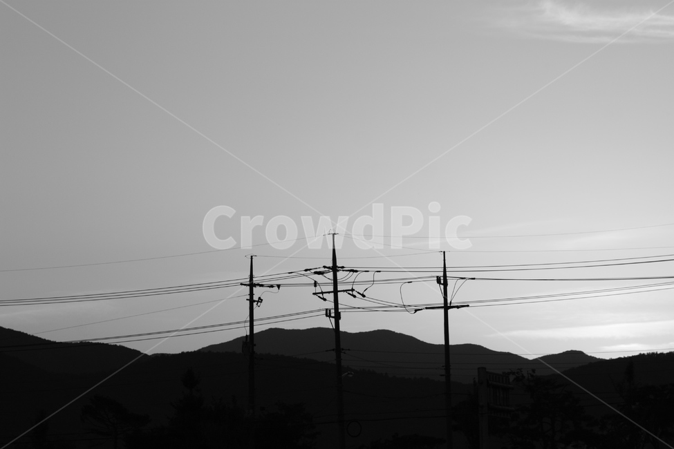 흑백,감성,전신주,마을,분위기,자연,풍경,nature,landscape,흑백,모노톤,monochrome,black and white,cable,케이블