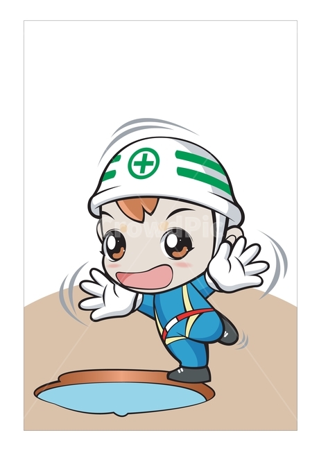 안전,재해,산업,캐릭터,아이,안전모,헬멧,웅덩이,일러스트,일러스트레이션,조심,물,그래픽,illustration,graphic,safety,water,산업,industry,industrial,그래픽,일러스트레이션,graphic,illustration