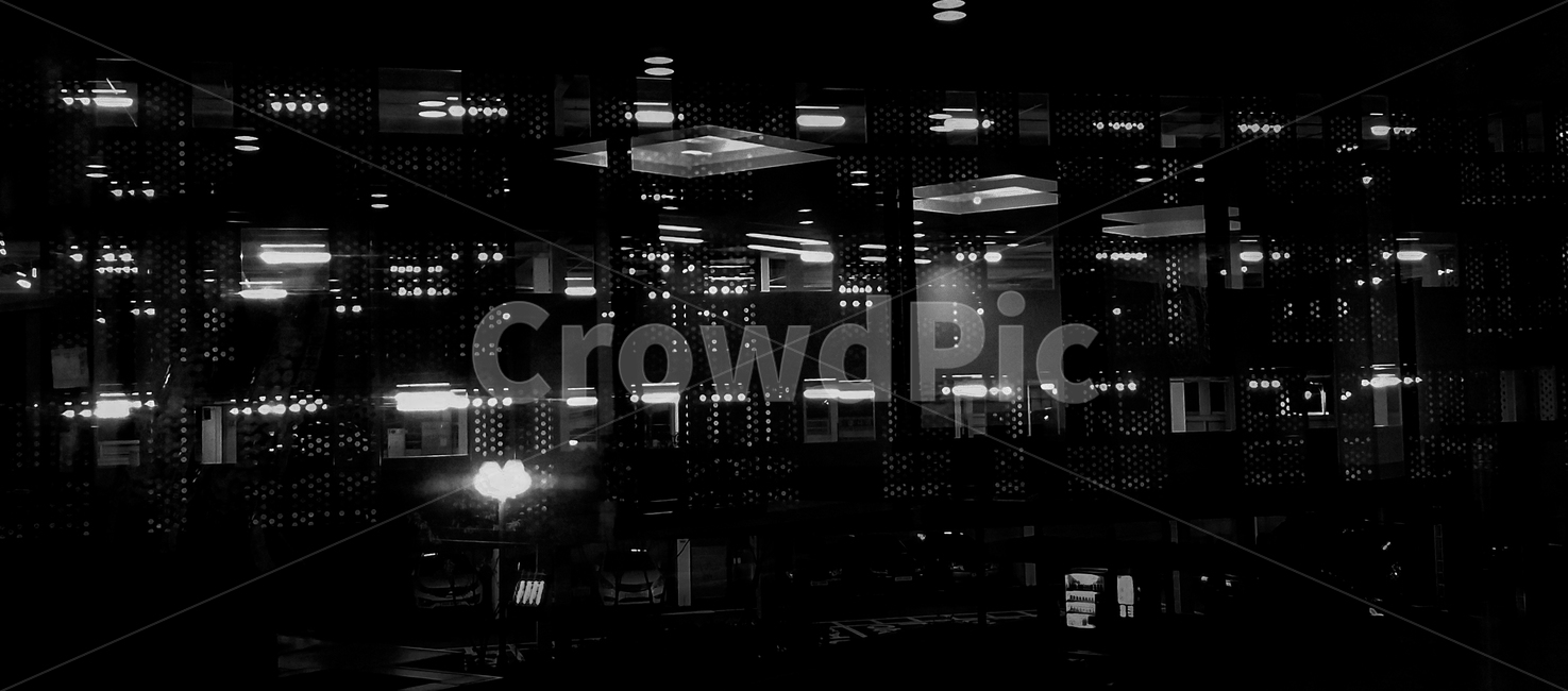 lighting,조명,야경,건물,불빛,전구,흑백,모노톤,monochrome,black and white