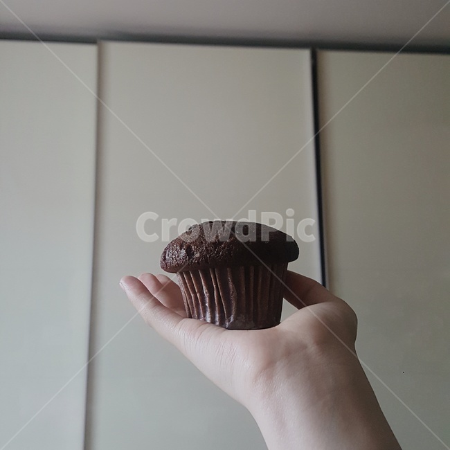 음식,머핀,초코,손,빵