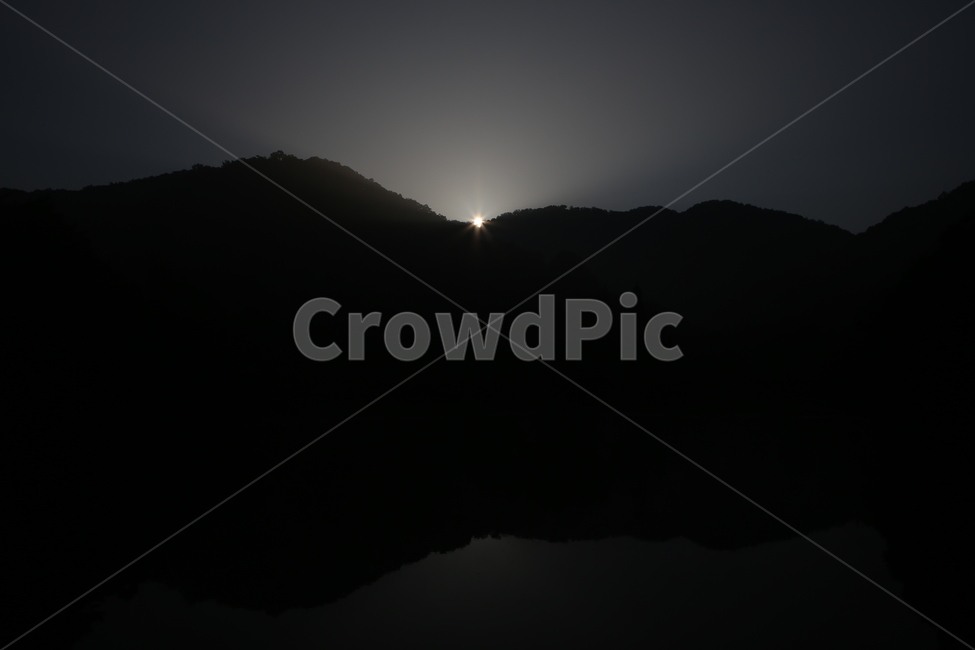 일출,자연,풍경,세량지,호수,안개