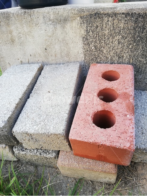 square,square brick,red brick,gray brick,collection of bricks,stone