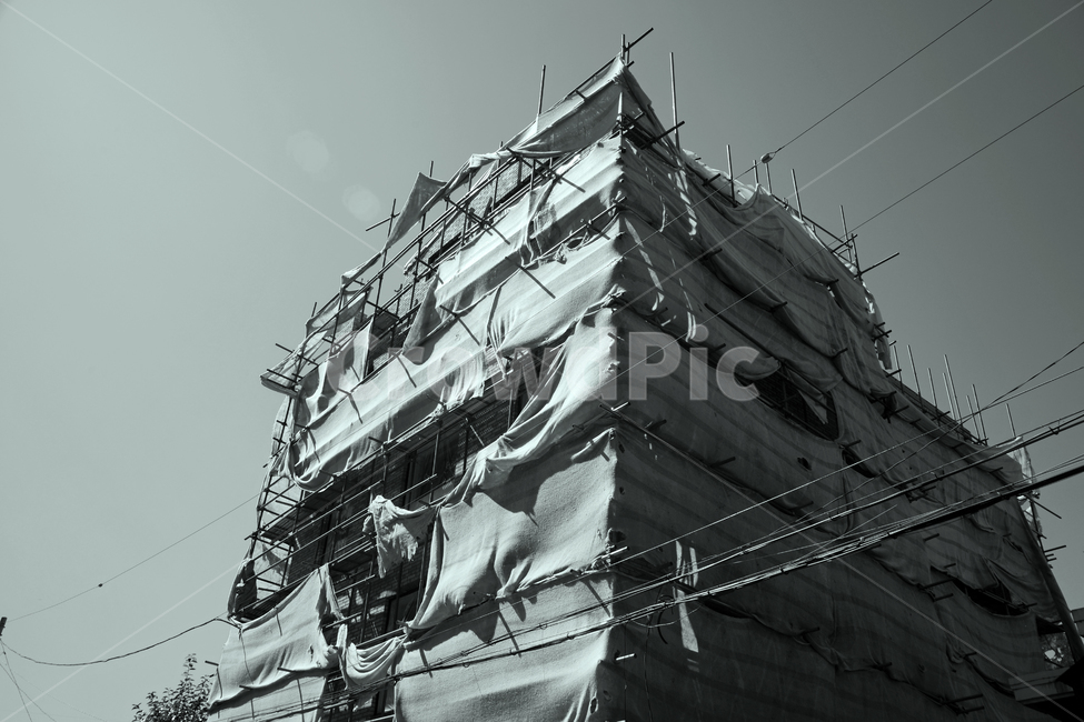 건물,건축,재건축,빌라,건설,기초작업,비계,흑백,건설업,건축업,construction industry