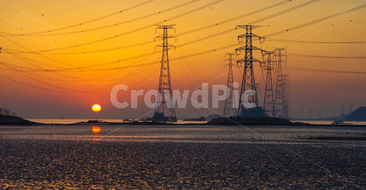 석양,해넘이,일몰,감성,노을,풍경,전주,철탑,전선,반영,산업,industry,industrial,에너지산업,energy industry