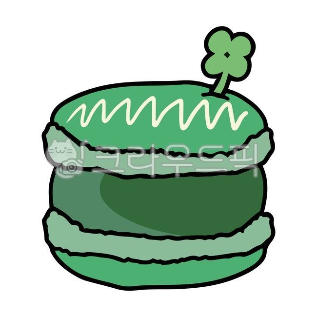 마카롱,디저트,달콤,뚱카롱,크림,샌드,초록,녹색,그린,성패트릭스데이,클로버,행운,상징,일러스트,클립아트,디자인,벡터,그래픽,테마,귀여운