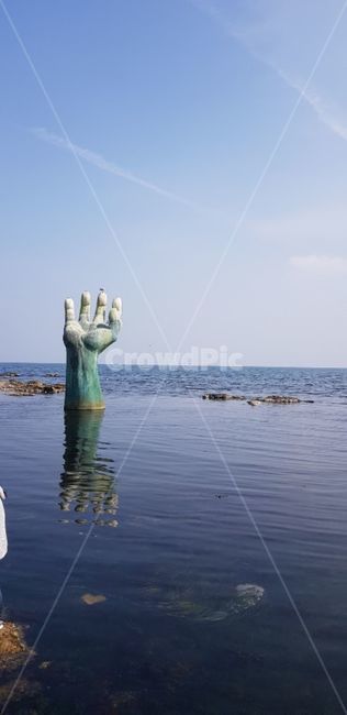 포항,호미곶,손,바다,하늘,자연,풍경,울진