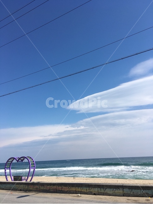 바다,강릉,해변,하트,구름,보라색,자연,풍경,nature,landscape,해변,바다,beach,sea,outdoors,옥외,ocean,대양,water,물