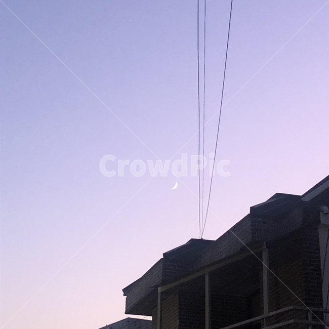 nature,전깃줄,보라색하늘,보라색,하늘,달,sky,배경,건물