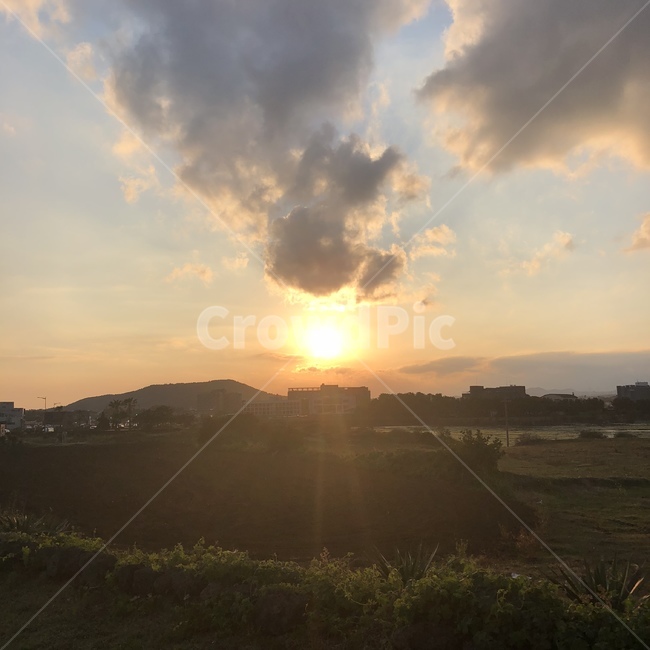 제주,일몰,자연,산,빛