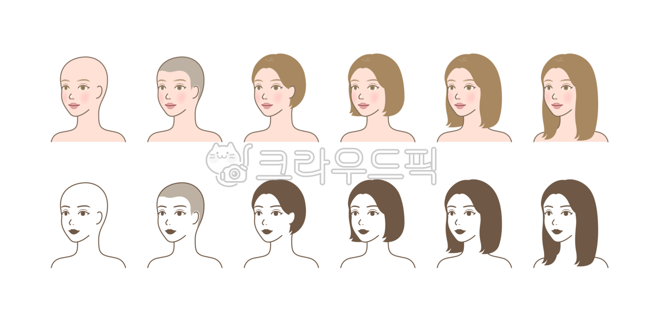 beauty,line,icon,Line illustration,Short hair,long,shot,head,beautiful,hair,character,bald head,middle step,female,graphic,raising,pretty,side,long hair,Character,change,profile,length,procedure,45 degrees,face,person,cultivate,short,illustration