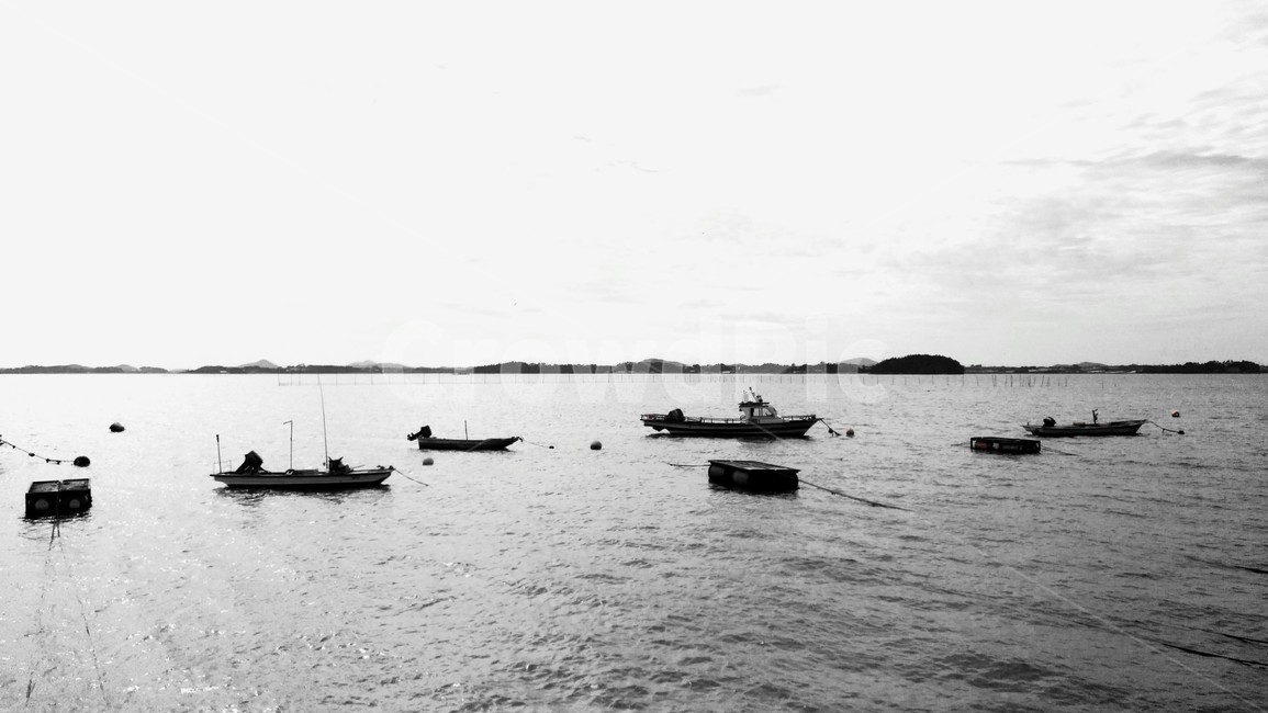 바다,수평선,배,선박,보트,흑백,모노톤,monochrome,black and white