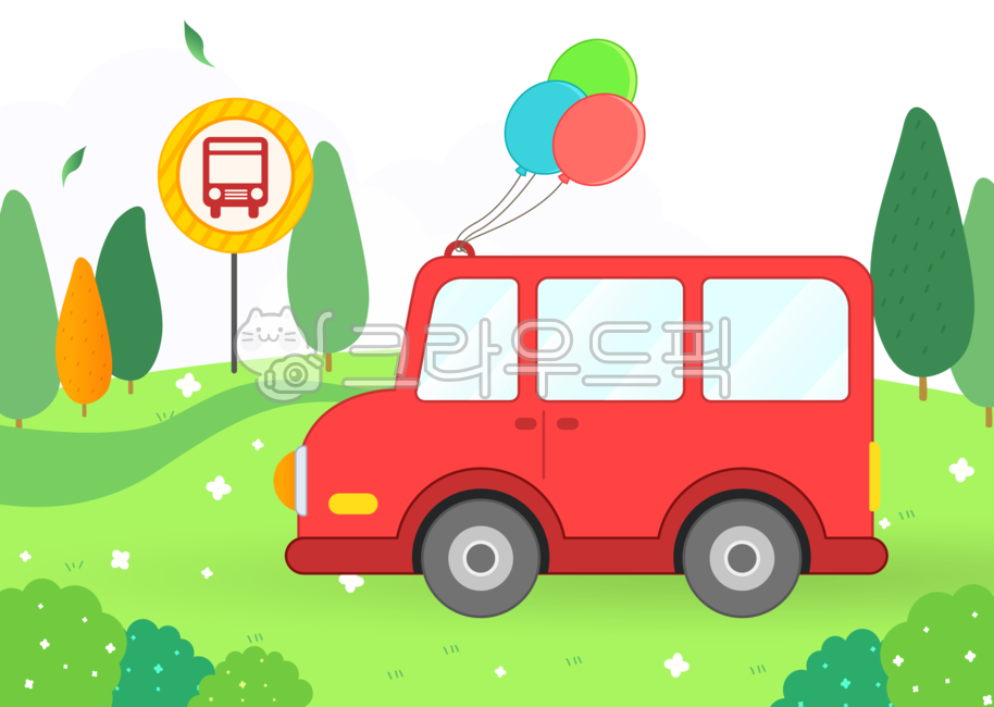 bus stop,blade of grass,bus,kindergarten car,red,leaves,children,going to school,van illustration,sky,van,leaving school,tree,Kindergarten,car travel,driving,field,stop,red car,getting on and off,bus illustration,drive,lawn,wind,kindergarten attendance,ou