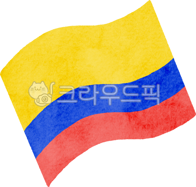 manijun,국기,콜롬비아,노랑,파랑,빨강,남미,커피,열정,일러스트,수채화,손그림,펄럭이는,국가,상징,남아메리카
