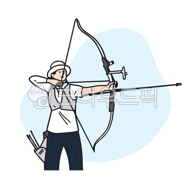 일러스트,양궁,양궁선수,스포츠,올림픽,과녁,명중,적중,목표,양궁리스트,활