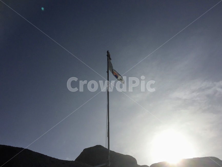 수락산,정상,태극기,하늘,깃발,flag