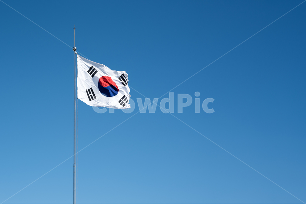 태극기,국기,한국,반사,햇빛,펄럭이는,애국심,애국,충성,여백,카피,스페이스,카피스페이스,국경일,삼일절,광복절,개천절,기념일,국기게양대,국기게양,국기게양일,제헌절,한글날,현충일,게양일,태극,건곤감리,게양대,충성심,31절,815,파란,하늘,푸른