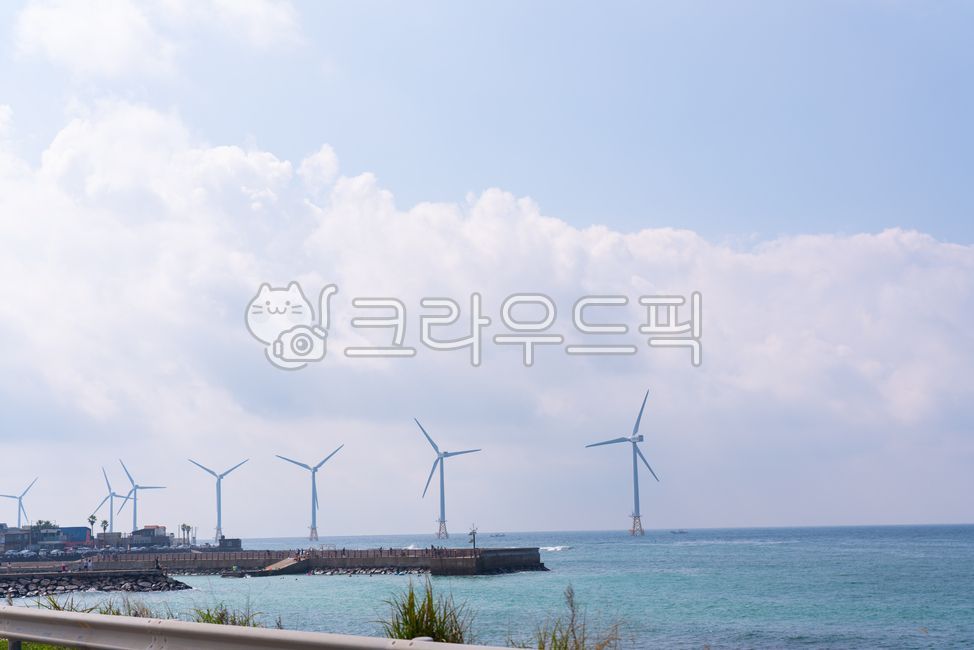 cloud,sky,korea,sunlight,ocean,windmill,sight,jeju island