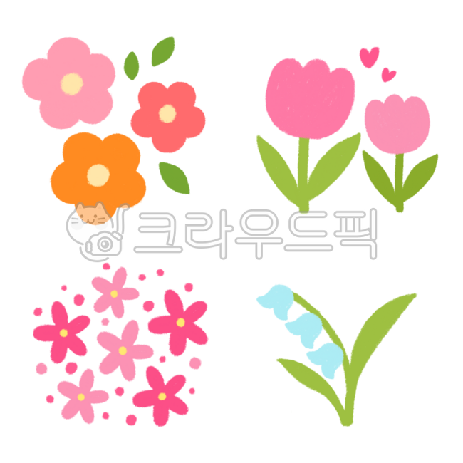 튤립,방울꽃,봄,꽃,수국,꽃무늬,일러스트,꾸미기,스티커