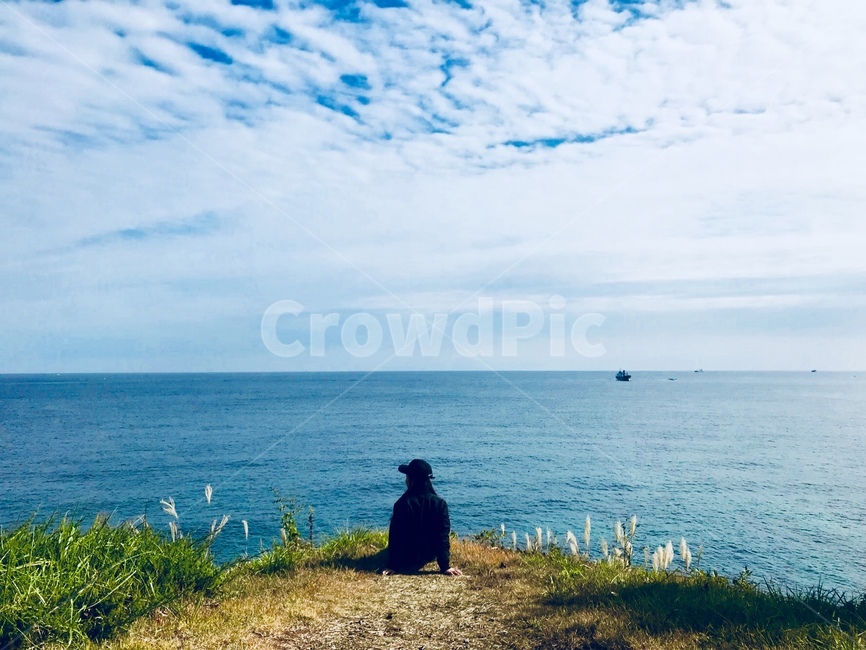 바다,풍경,맑음,뒷모습,바닷가,배경