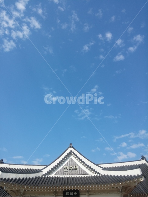 한국,전통,전주역,기와집,하늘,대한민국,전주