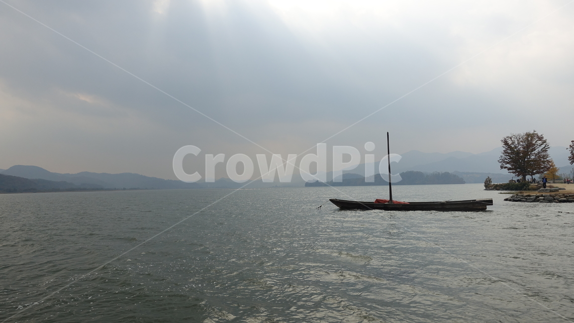 자연,nature,배,수면,수평선,강,river,boat,황돛단배,두물머리,양평,양수리,리,남한강,북한강
