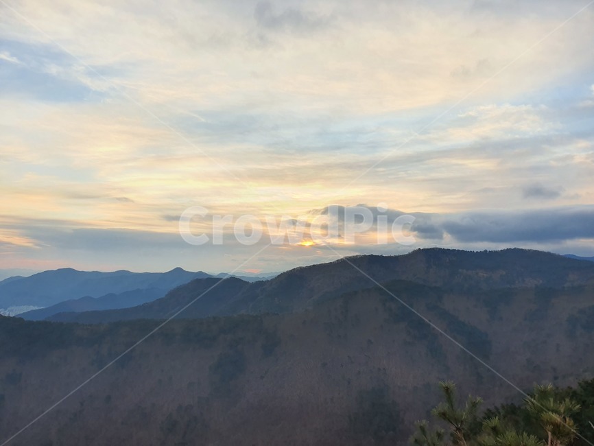 자연,산,풍경,일출,산맥