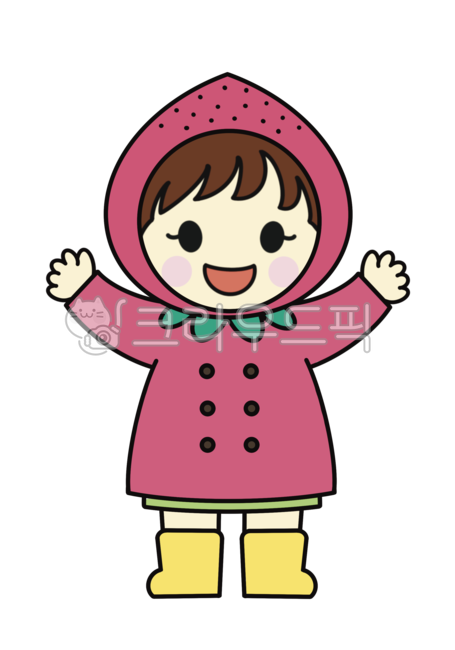 비옷입은어린이, 우비입은어린이, 비옷일러스트, 딸기, 우비일러스트, 사진,이미지,일러스트,캘리그라피 - ENAH작가