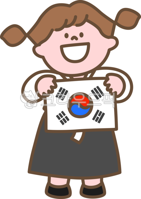 아이,행복한,캐릭터,귀여운,태극기,꼬마,어린이,국경일,여자아이,한복,전통의복,한국