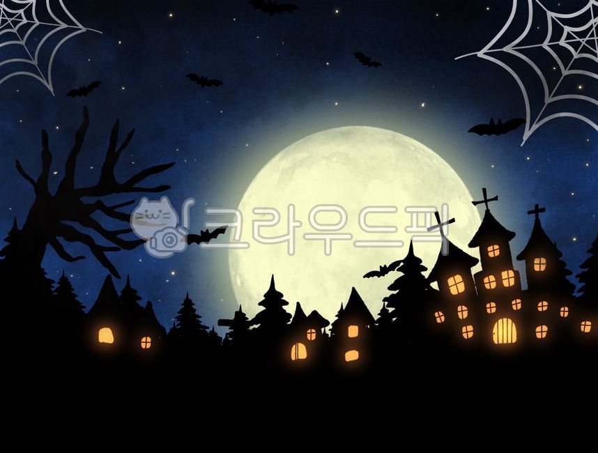 night view,wallpaper,night,halloween day,spider web,halloween,moon,backgroundpaper,background,silhouette,illustration