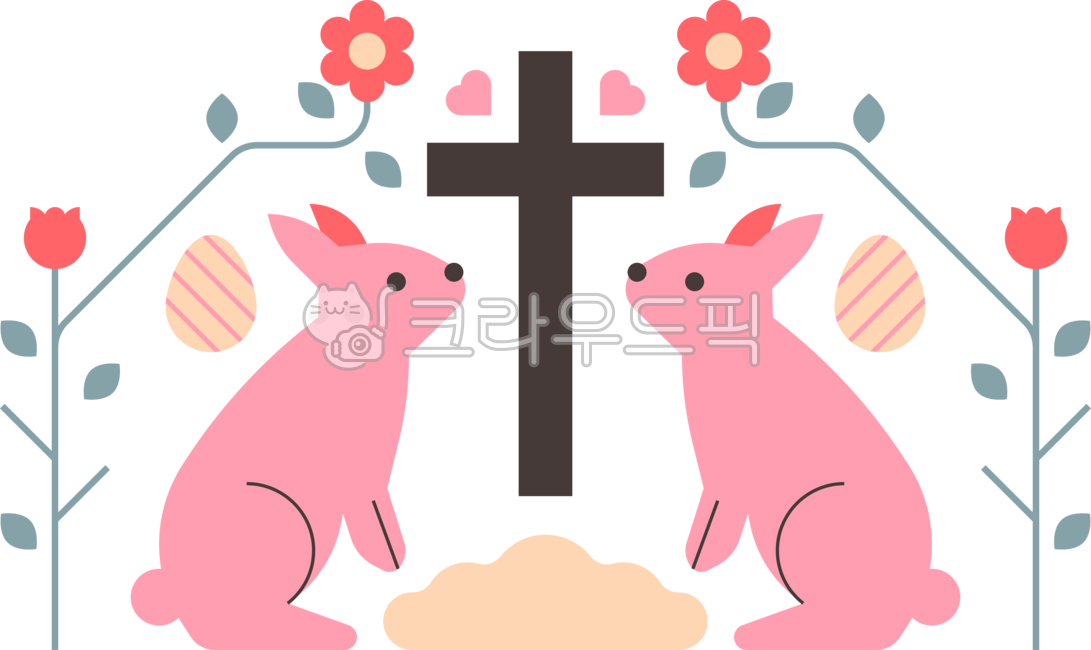 cute,simple,plain,illustration,easter,religion,church,event,rabbit,flower,pattern,animal,cross