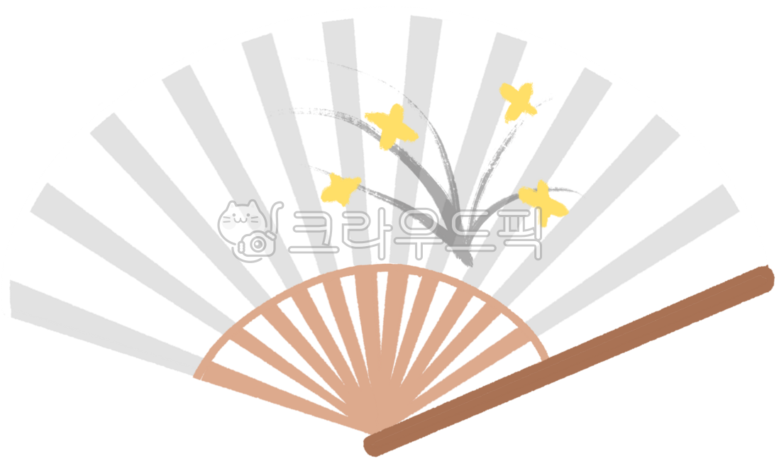 노란꽃부채,난초그림부채,부채,한국부채,전통부채,난그림부채,난꽃부채,흰부채,접히는부채,한국화부채,명절,한복소품,명절소품,설,추석,옛날부채,펴진부채,한국전통소품