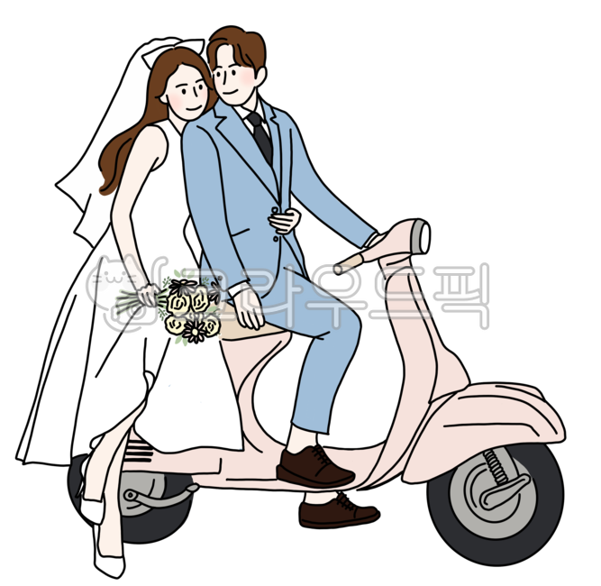 bride,dress,couple,groom,tuxedo,veil,bouquet,simple,marriage illustration,people illustration,lovers,cute,wedding illustration,Wedding,marriage,newlyweds,suit,female,scooter,male