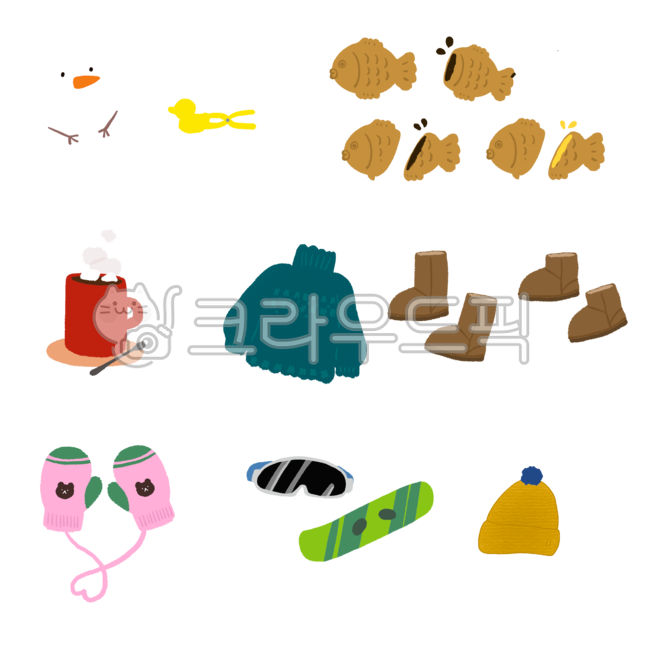 snowman,mittens,fur hat,marshmallow,winter,winter items,ski goggles,goggle,carp bread illustration,hotchocolate,gloves,Winter,duck snowman,boots,dressing up,hat,stickers,sweater,winter stickers,fur clothes,bungeoppang,sticker,UGG boots,Uggboots,woolenhat,