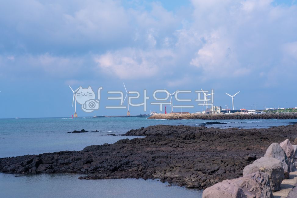 cloud,sky,korea,sunlight,ocean,windmill,sight,jeju island
