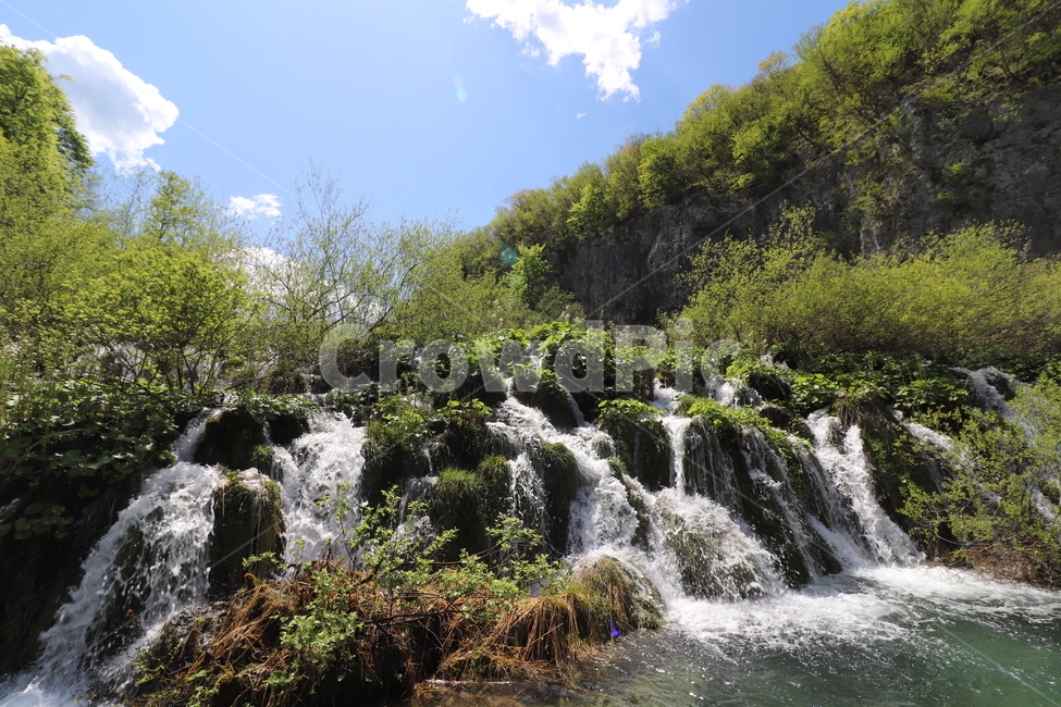 폭포,물,나무,에메랄드,플리트비체,자연,풍경,nature,landscape,water,outdoors,옥외,river,강,waterfall