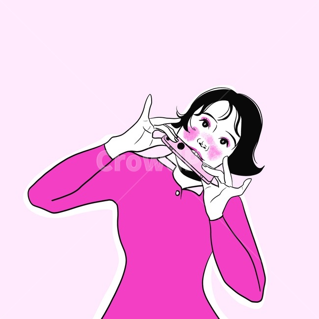 하모니카,여성,여자,woman,girl,분홍색,소녀,기쁨,행복