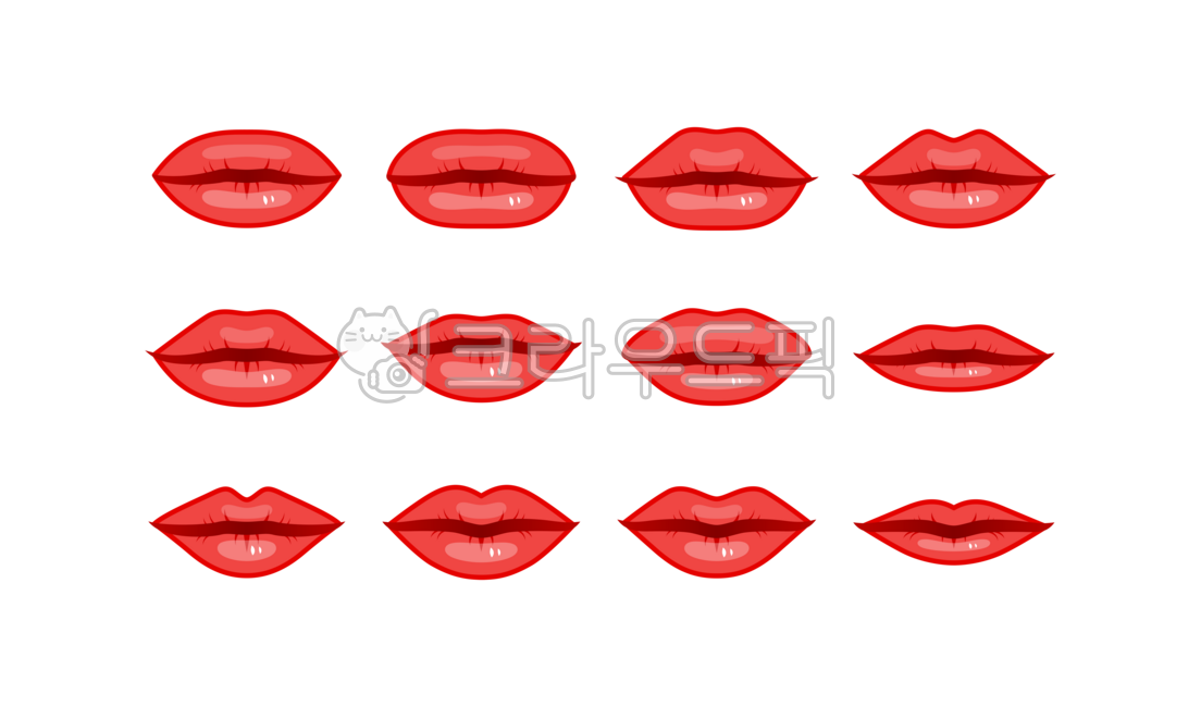 다양한,종류,입술,모양,두꺼운,얇은,동그란,두툼한,도톰한,빨간,빨강,빨간색,빨강색,뷰티,미용,코스메틱,예쁜,아름다운,여자,여성,일러스트,그래픽,세트,비교