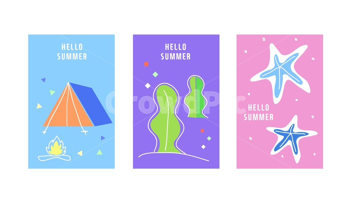 캠핑,텐트,미역,불가사리,모닥불,여름,배너,카드,이벤트,표지,여름,계절,summer,season,그래픽,일러스트레이션,graphic,illustration