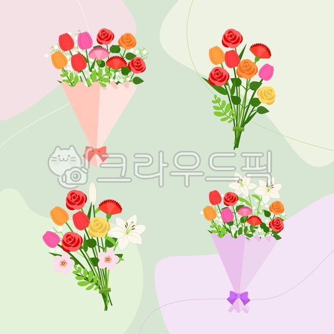 꽃다발,꽃,플로럴,장식,선물,자연,다채로움,로맨틱,장식적인,축하,신선함,봄,우아함,포장,수제장미,개나리,백합,카네이션,무궁화,튤립,라벤더,벚꽃,안개꽃